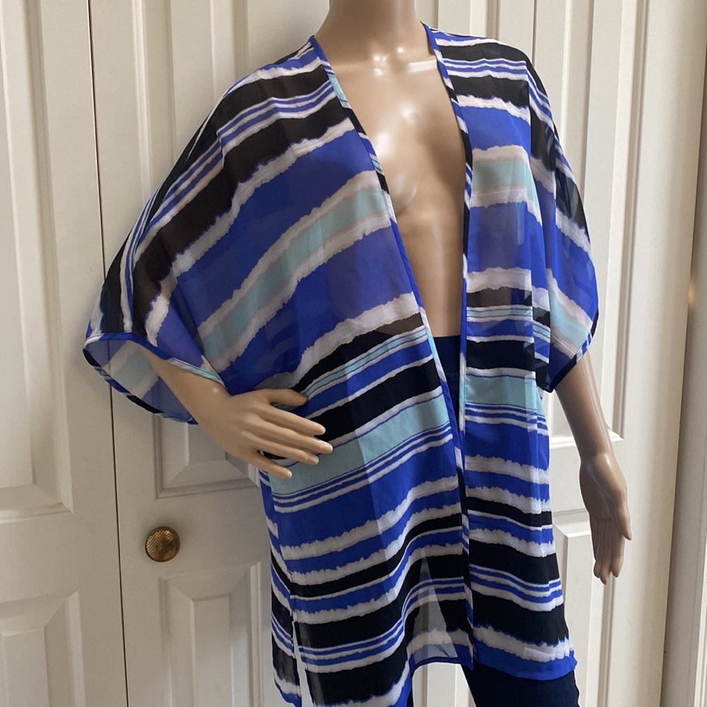 Easywear by Chico’s Womens Sheer Cover. Swimsuit coverup. Cardigan open front - Picture 2 of 12